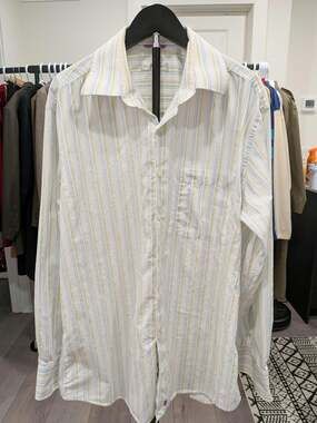 Bill Blass Striped Cotton Button Up Shirt – Men's Large Pastel Long Sleeve